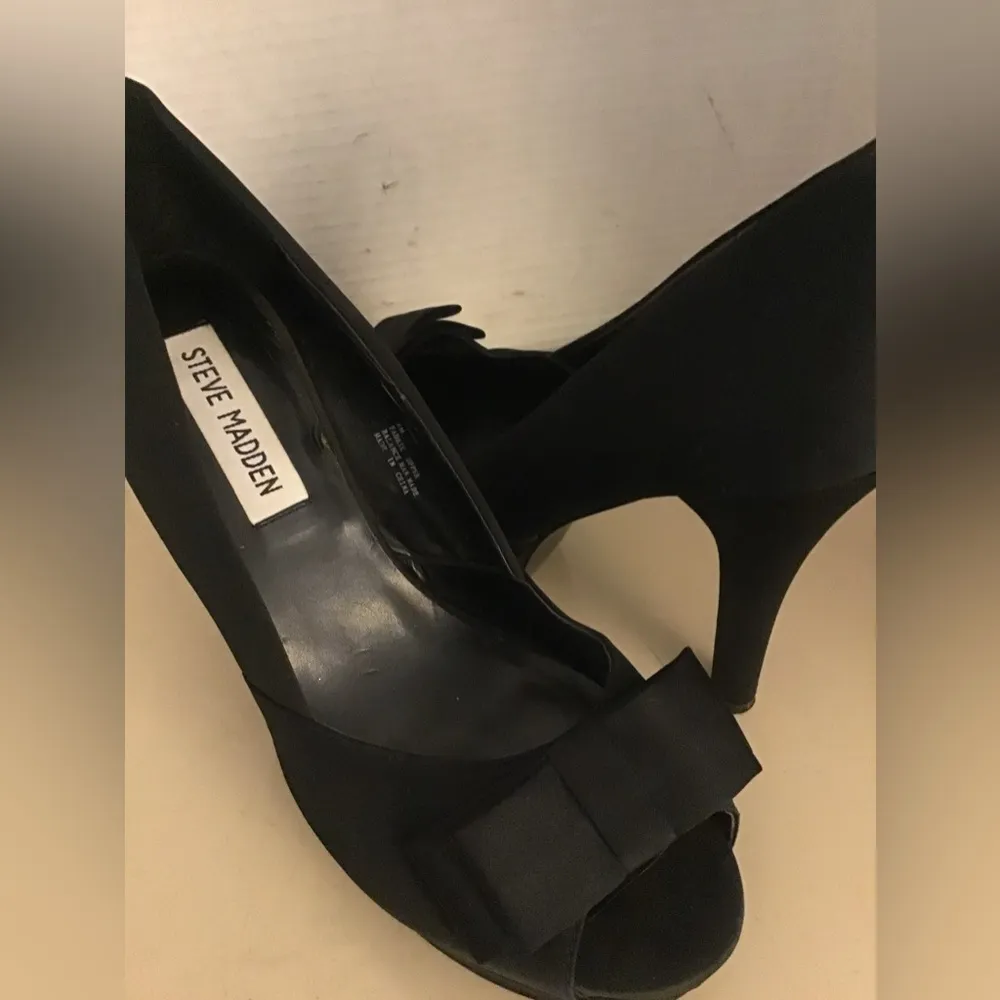 Steve Madden women black fabric platform Fendora pump heels US 8 - Image 3