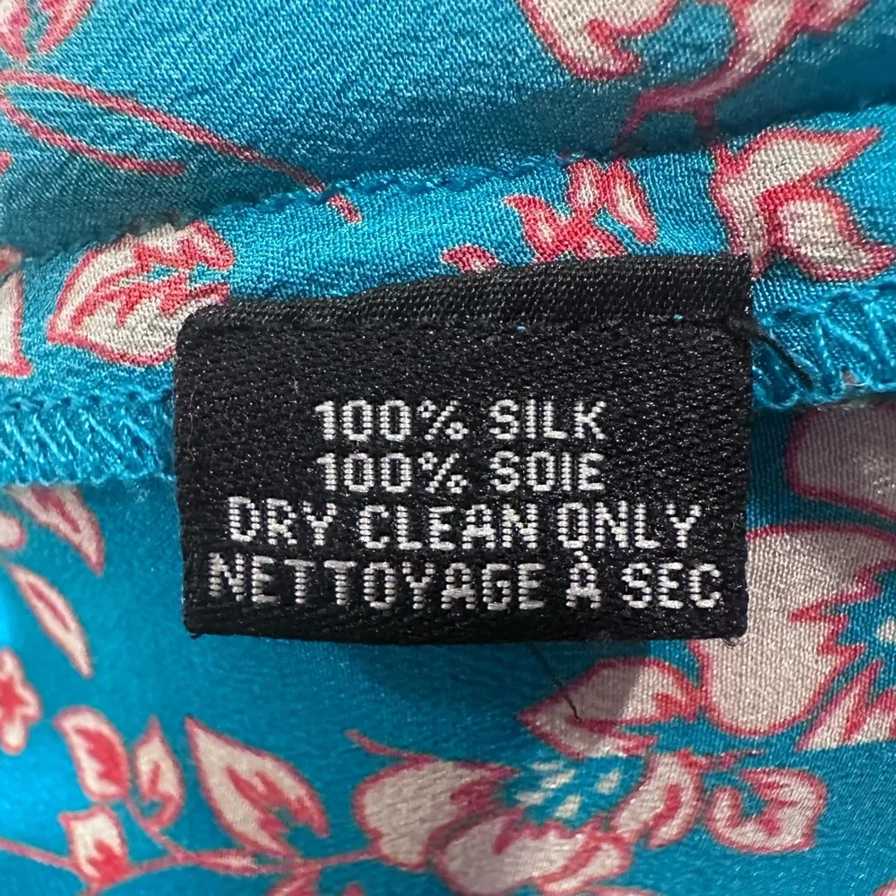 Tolani small Floral Bohemian Women's Top - Blue and Pink asymmetrical silk - Image 8