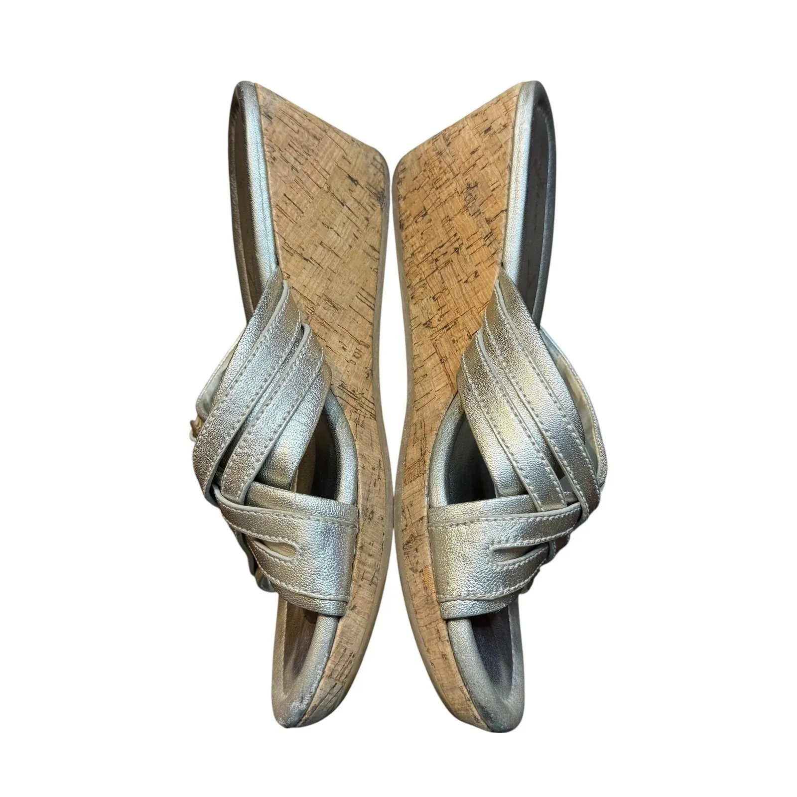 Cole Haan Shoes‎ Womens Size 8.5B Wedge Sandals Cork Heel Buckle Straps - Image 9