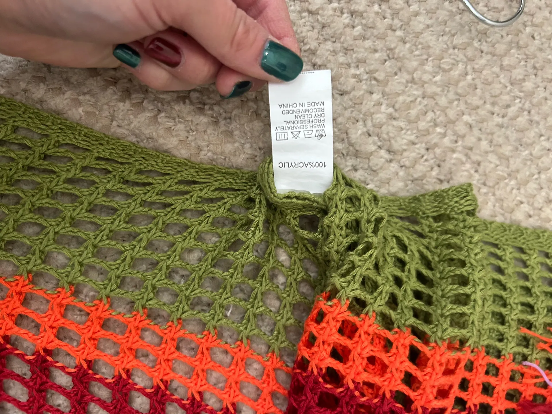 Rainbow crochet poncho shirt Multiple - Image 6