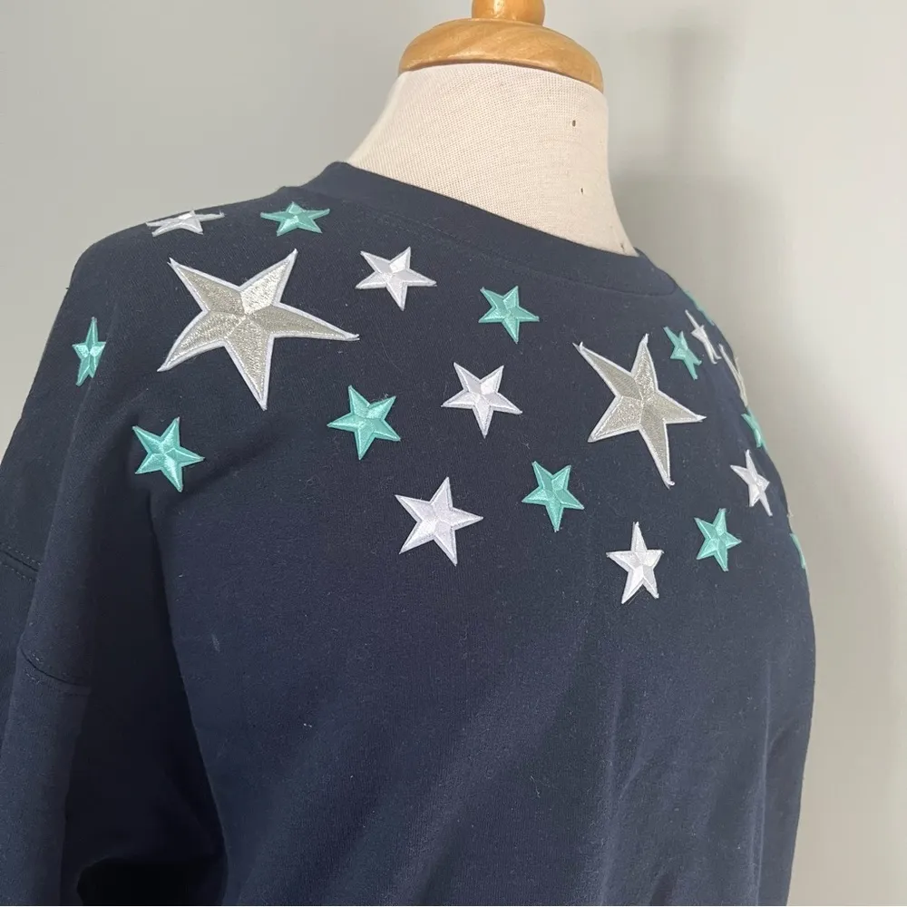 Navy Blue Crewneck Sweatshirt with Star Embroidery Size XL - Image 8