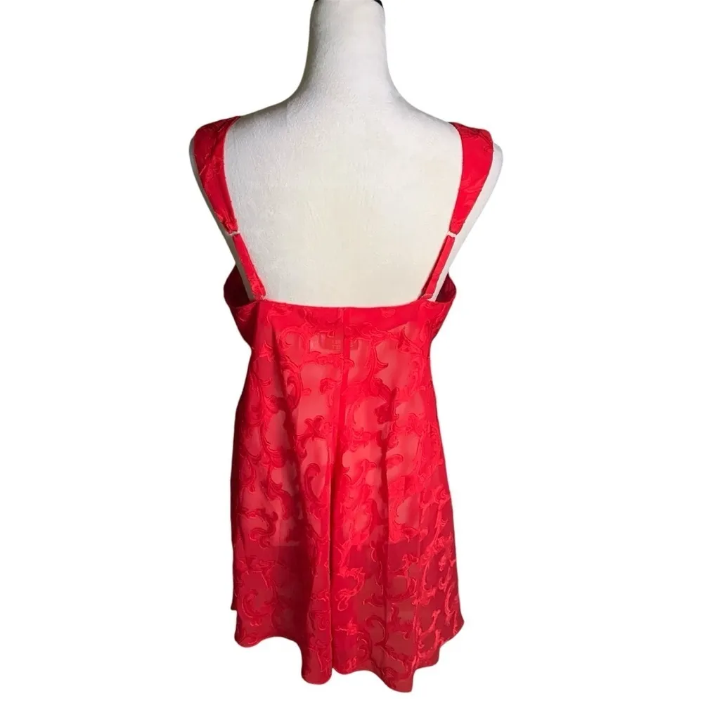 Vintage Victoria's Secret Gold Label Red Sheer Lace Babydoll Mini Slip Dress - Image 3