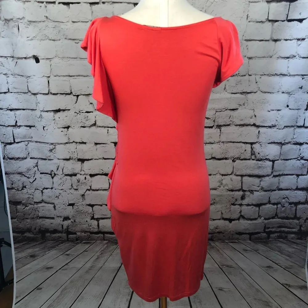 Ella Moss Monaco‎ Ruffle Mini Dress Orange Red - Image 7