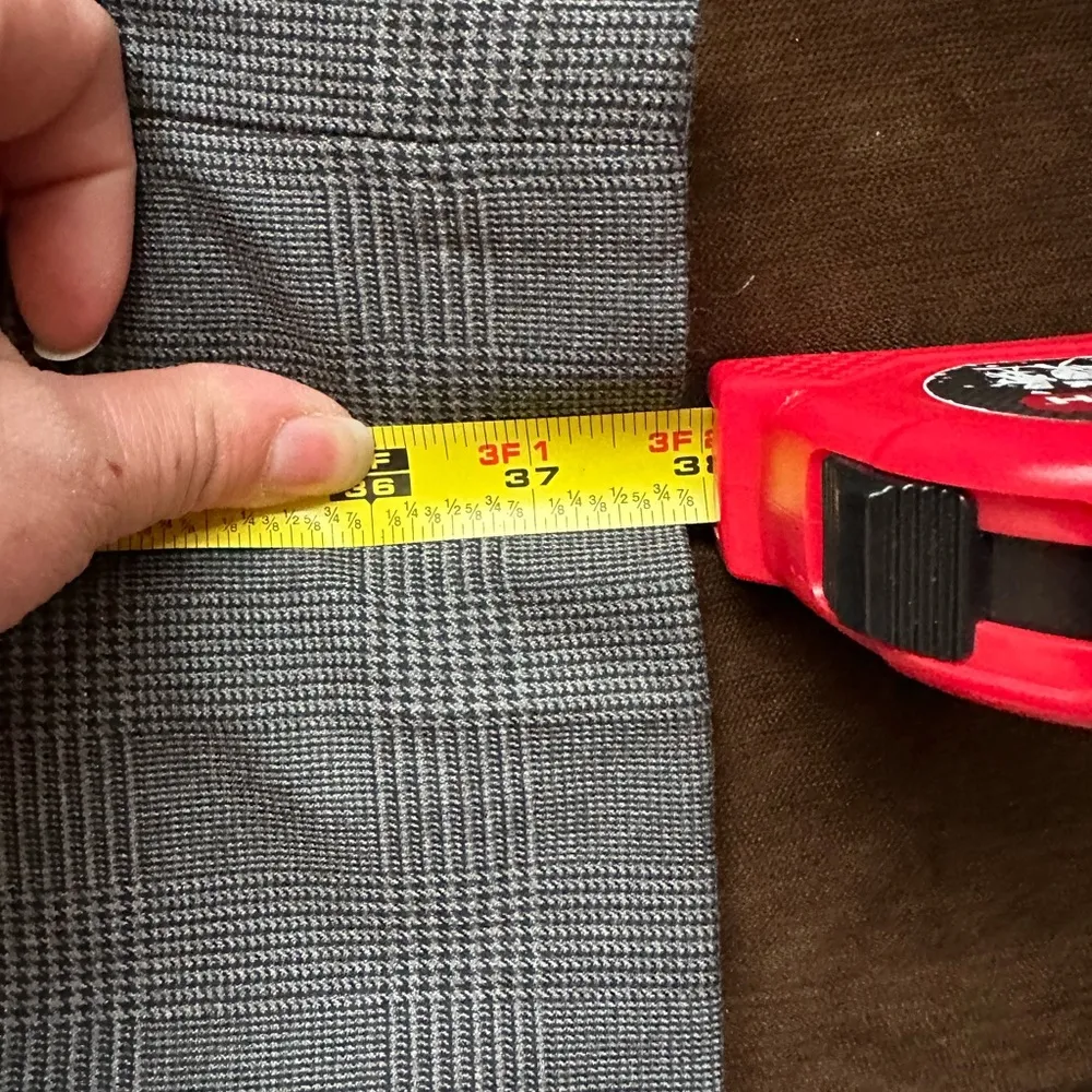 Willi Smith Black & Gray Checkered Dress Pants W Stripe Waist Straight Leg SZ 12 - Image 10