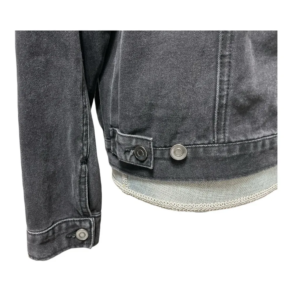 Love Tree Studded black distressed denim jacket size S - Image 9