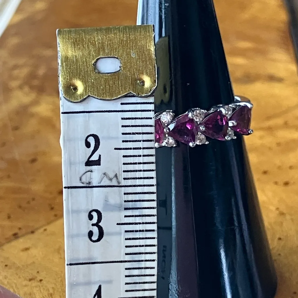 Natural Raspberry Garnet Sterling Silver Ring Size 6 - Image 8
