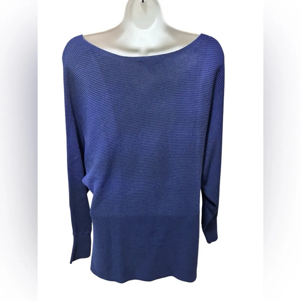 Tommy Bahama Bonita Dolman Ribbed Boatneck Sweater M Navy Blue Nautical Resort - Image 3