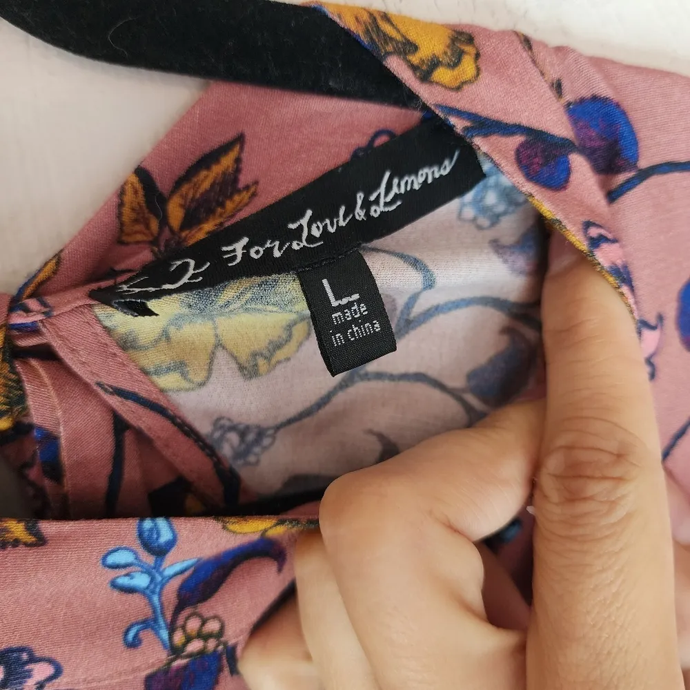 For Love And Lemons Pink Floral Open Back Long Sleeve Mini Dress - Image 3