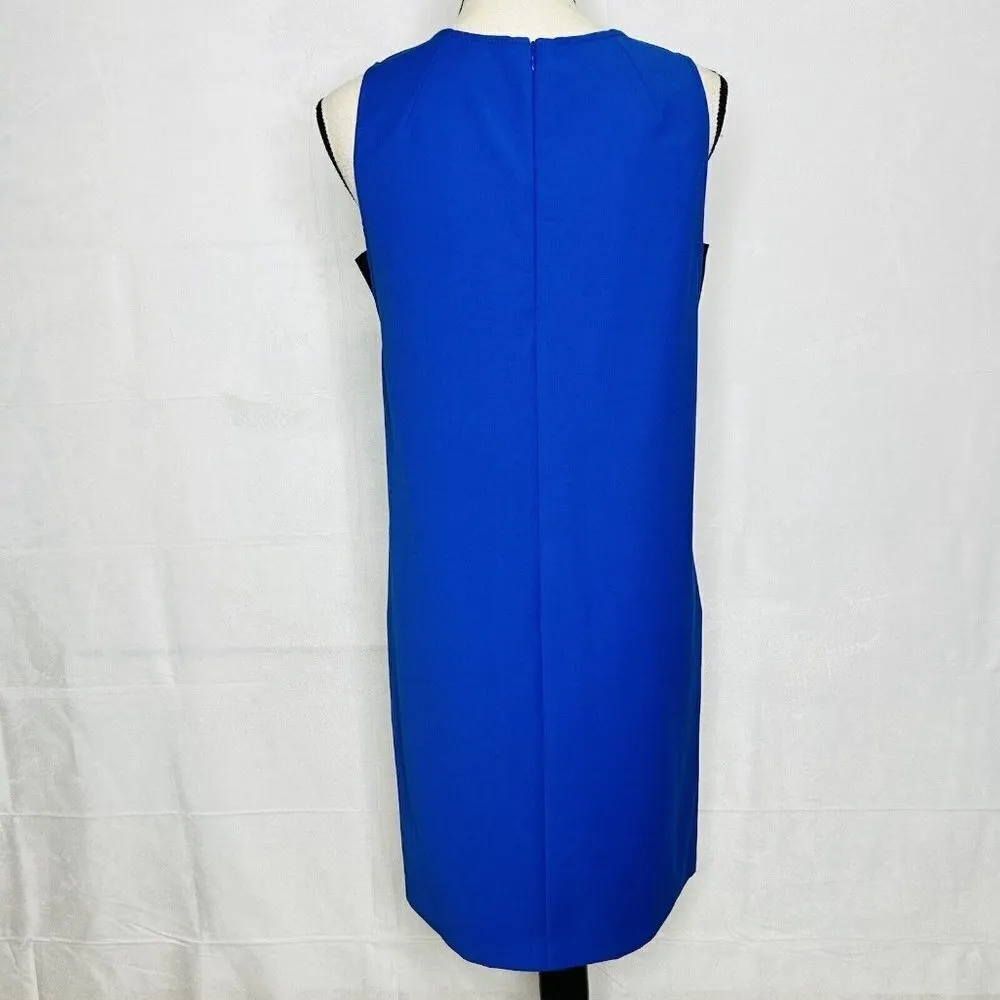 Armani Collezioni Blue Sleeveless Black Accent Back-Zip Shift Dress Size 4 - Image 7