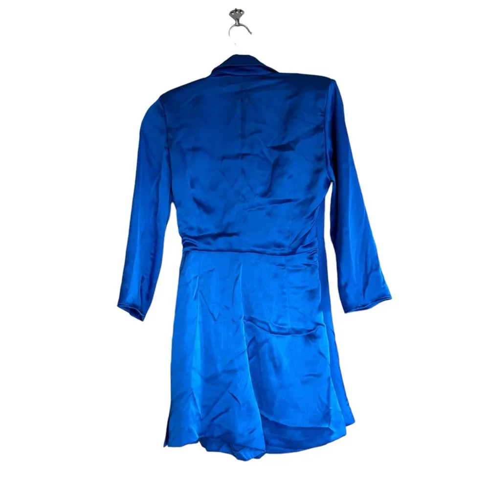 NWT ZARA CROSSOVER SATIN BLAZER-STYLE PLAYSUIT BLUE BLOGGERS FAV - Image 11