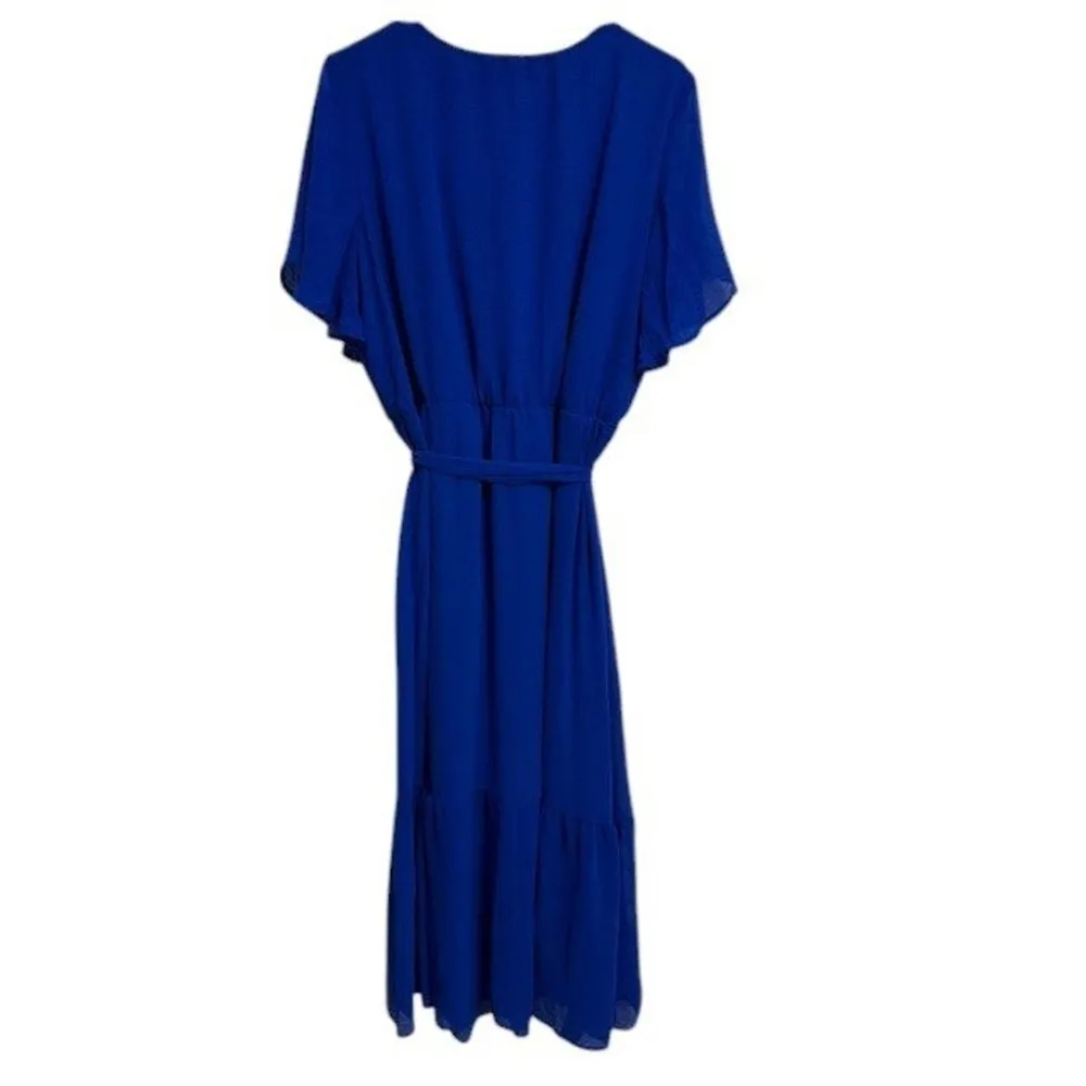 Chloe + Rene Maxi Dress Elastic Belted Waist, Ruffle Hem - Image 2