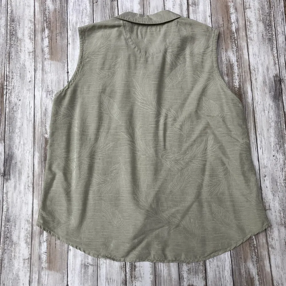 VTG Big Dogs Resortwear 100% Silk Top Sz M Pale Green Button Up Tropical Coastal - Image 4