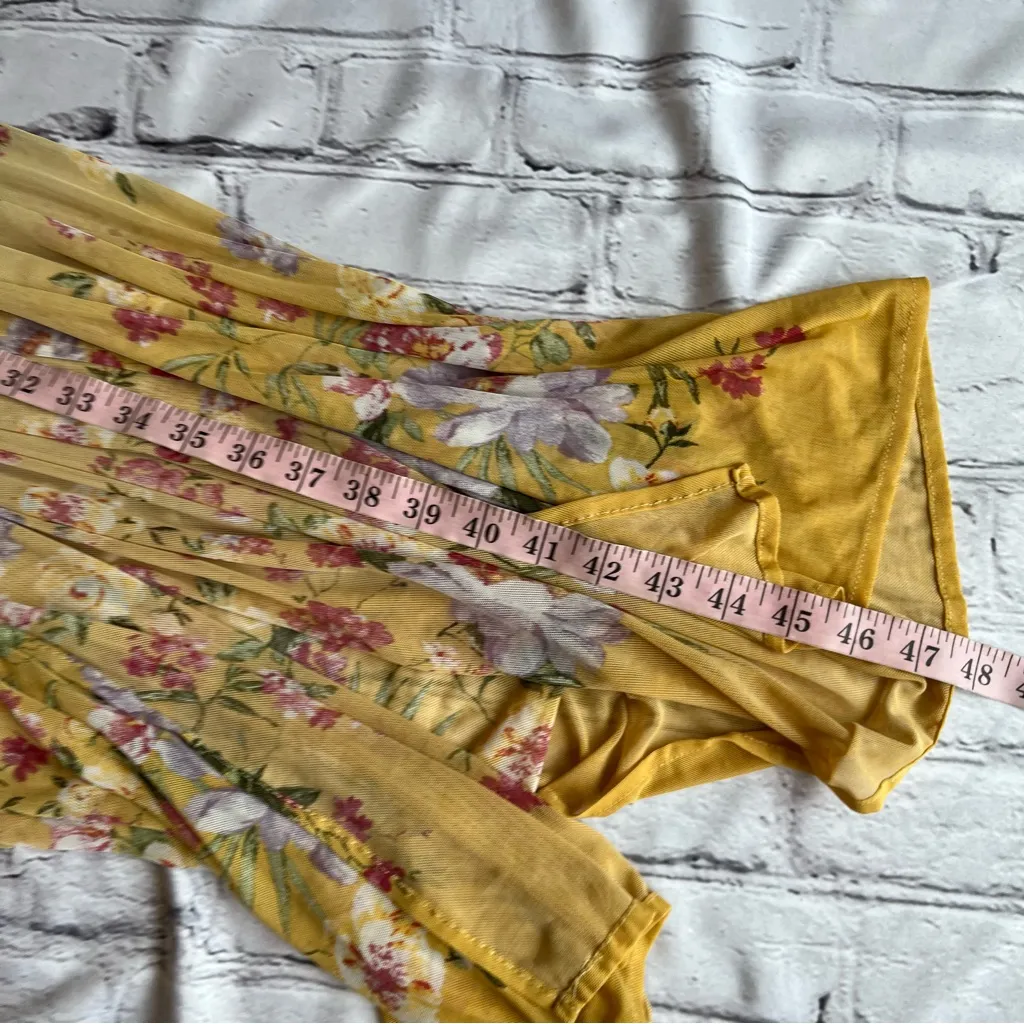 Gypsy Cottagecore Romantic Sheer Wrap Robe Cardigan Large Lace Feminine Dainty Tan - Image 13