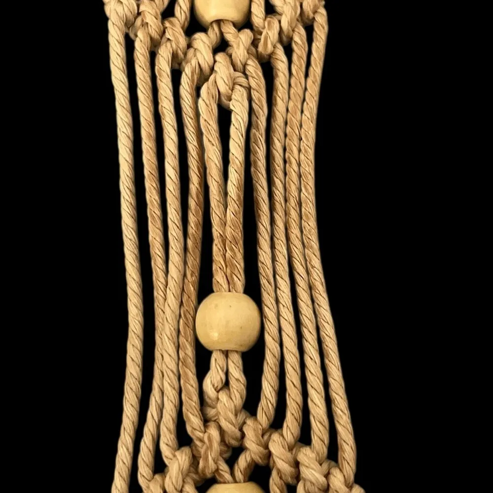 Bohemian Macrame Braided Weave Belt Tassels Beaded OS Tan - Image 7