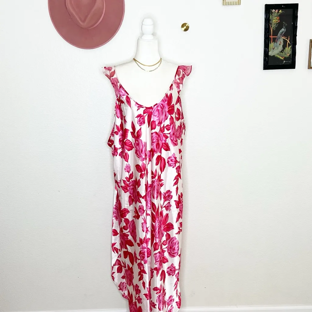 Jaclyn Smith pink/red rose slip dress 3X - Image 13