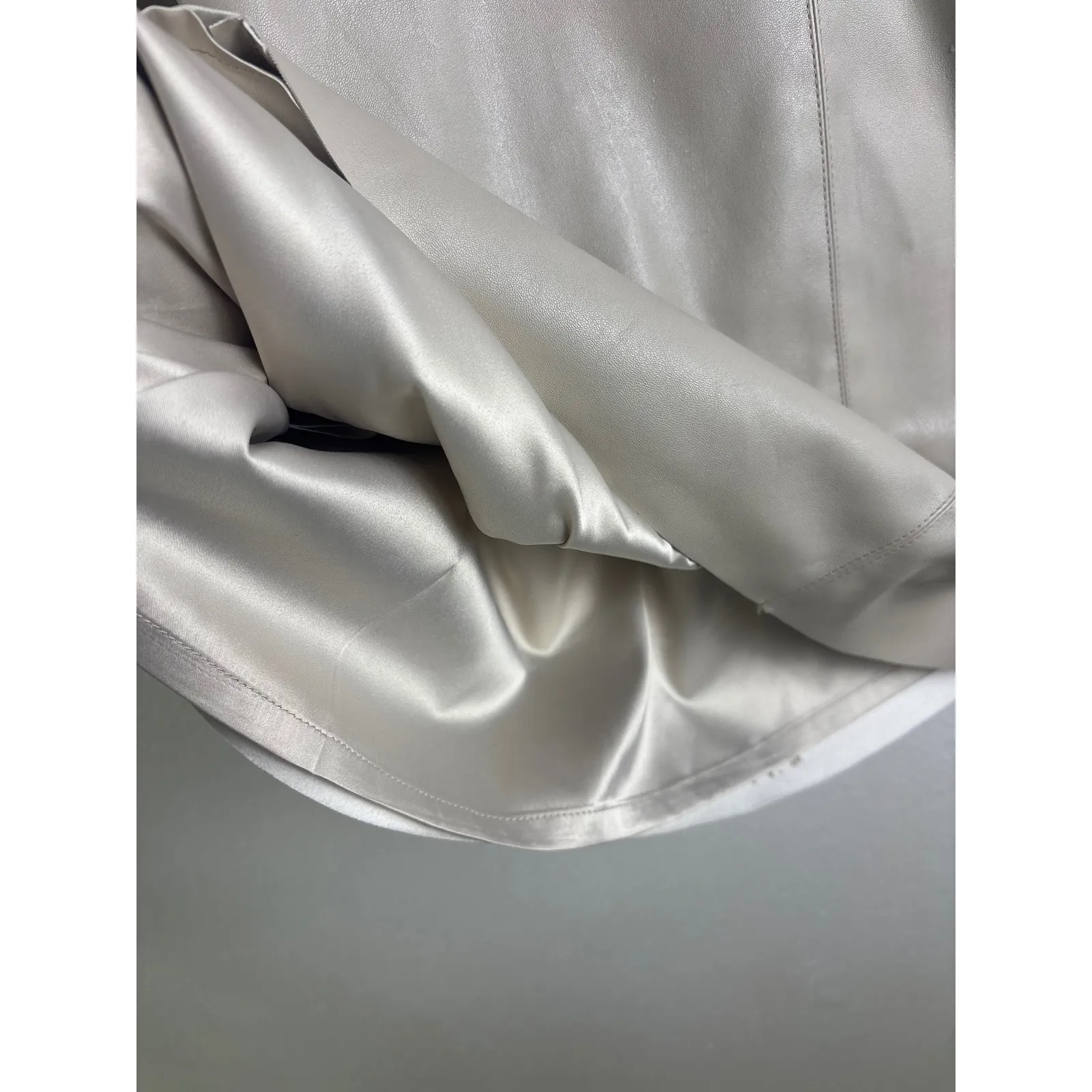 Tart XS Laser Cut Perforated Faux Leather Sleeveless Mini‎ Dress Tan Beige Gray - Image 9