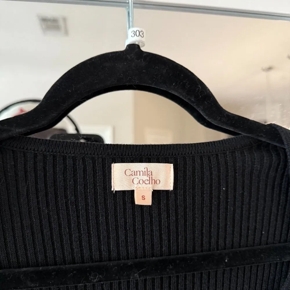 NEW Camila Coelho Long Sleeve Blouse Color Black Size Small - Image 2