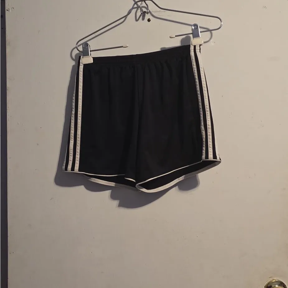 Adidas Black Shorts with White Trim - Image 2