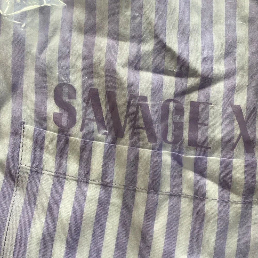 Woven Sleep Shirt Dress Lavender Costal Stripe - Image 3