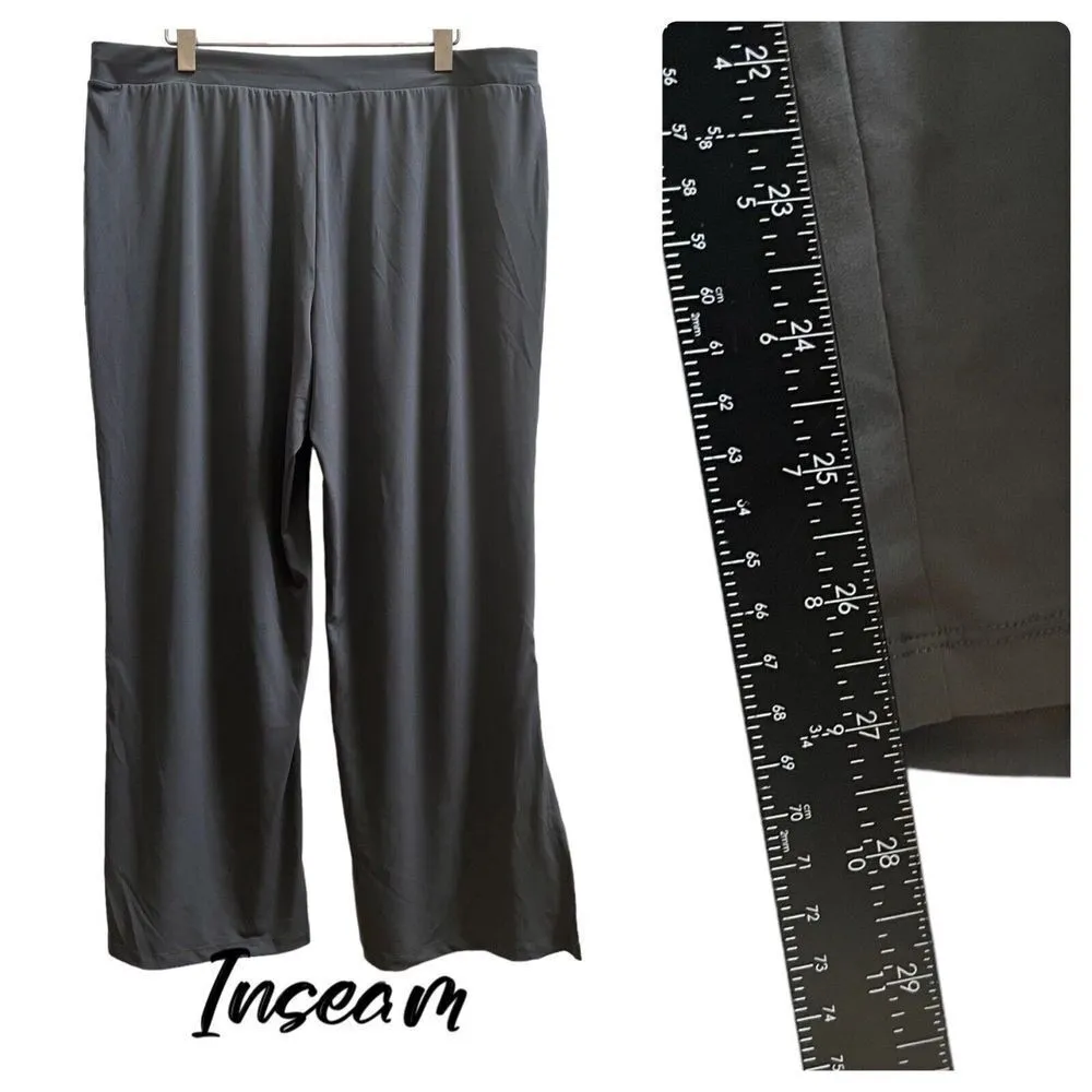 Susan Graver Gray Pull On Liquid Knit Split Leg Pant XL Petite Style A378586 - Image 6