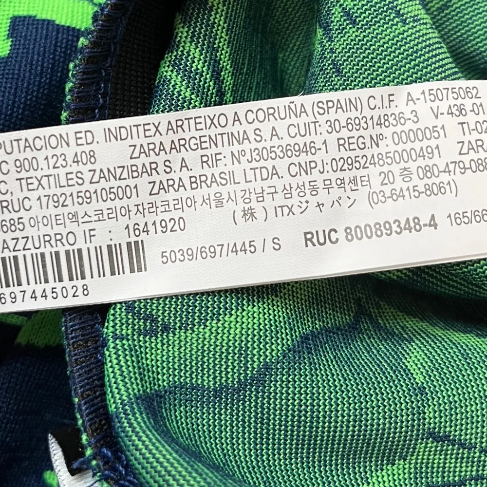 Zara Floral High Rise Bootcut Pants Green Navy Blue Size Small - Image 6