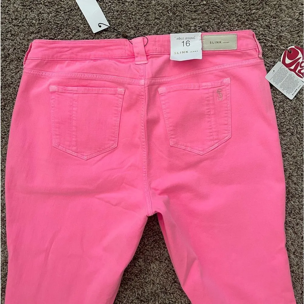 SLINK JEANS Curvy Ankle Jeggings in Hot Pink Size 16 NWT - Image 8