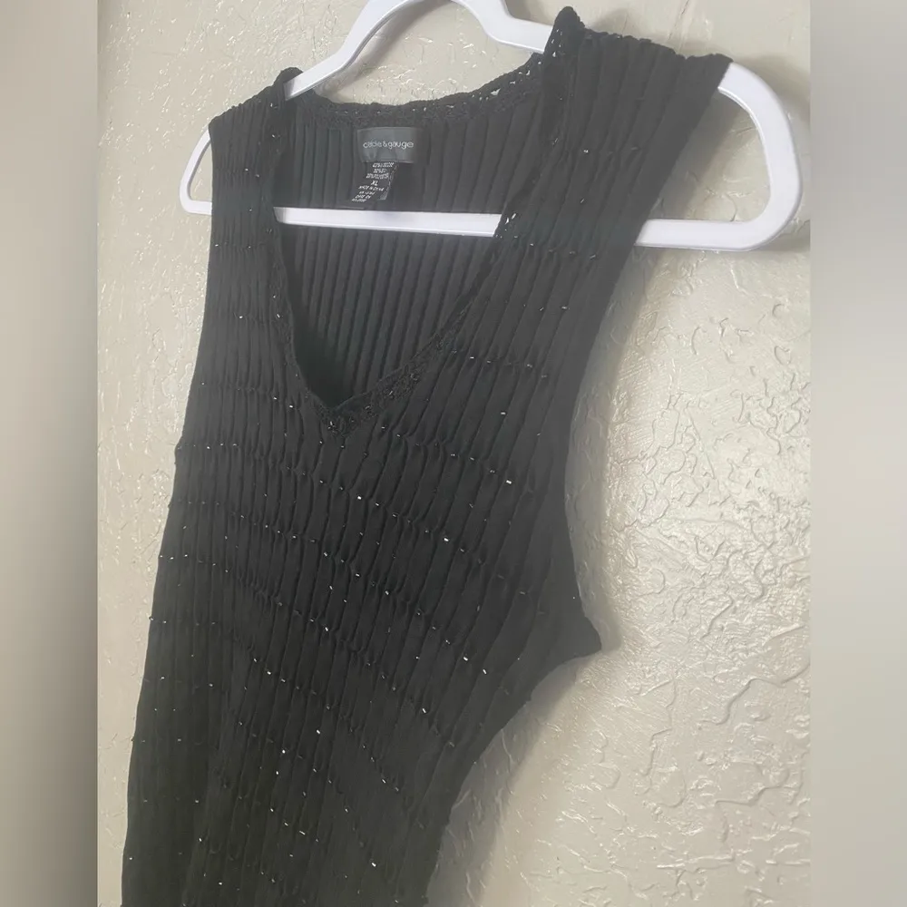 Cable & Gauge Embellished Black Silk Blend Sweater Vest Size XL - Image 3