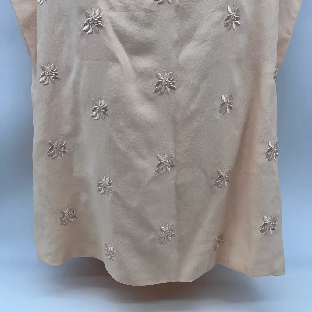 Dana Buchman Summer Light Peach w/Floral Embroidery Silk Tank Top-Size 8 - Image 3