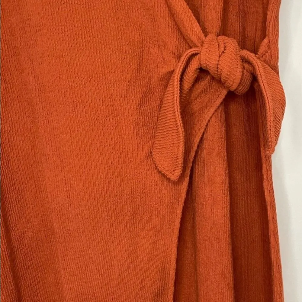 Madewell knit textured tie knot short sleeve rust color jumpsuit Medium - Image 8