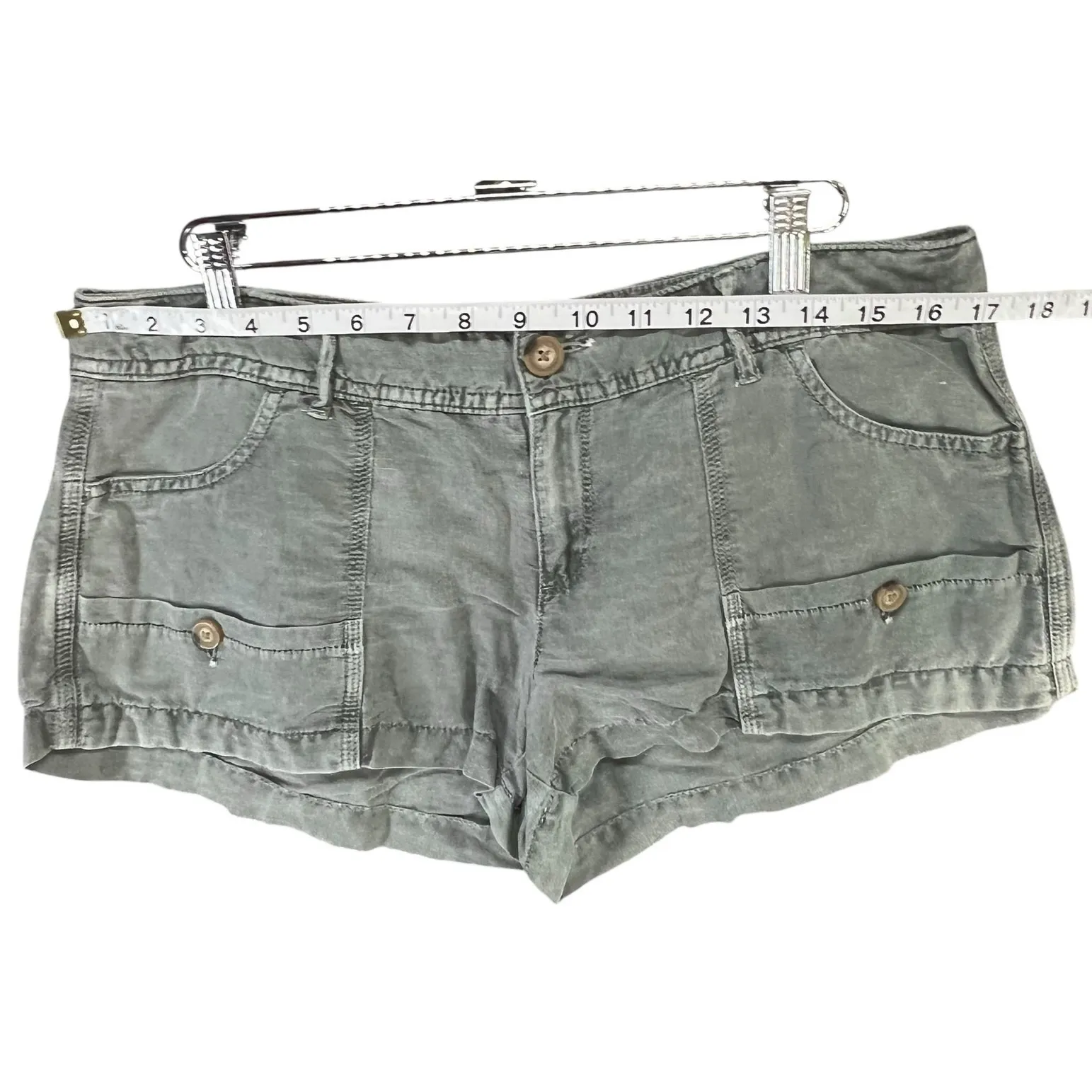 American Eagle Outfitters Y2K Micro Shorts Womens 8 Gray Linen Cotton Booty - Image 5