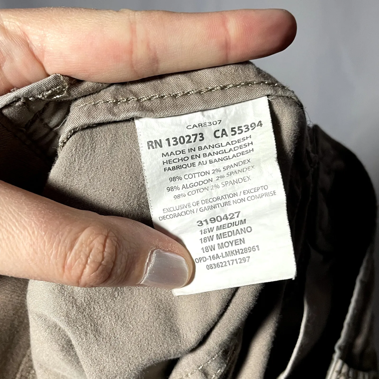 Lee relaxed fit khaki capri pants shorts cotton women's size 18W casual y2k - Image 7