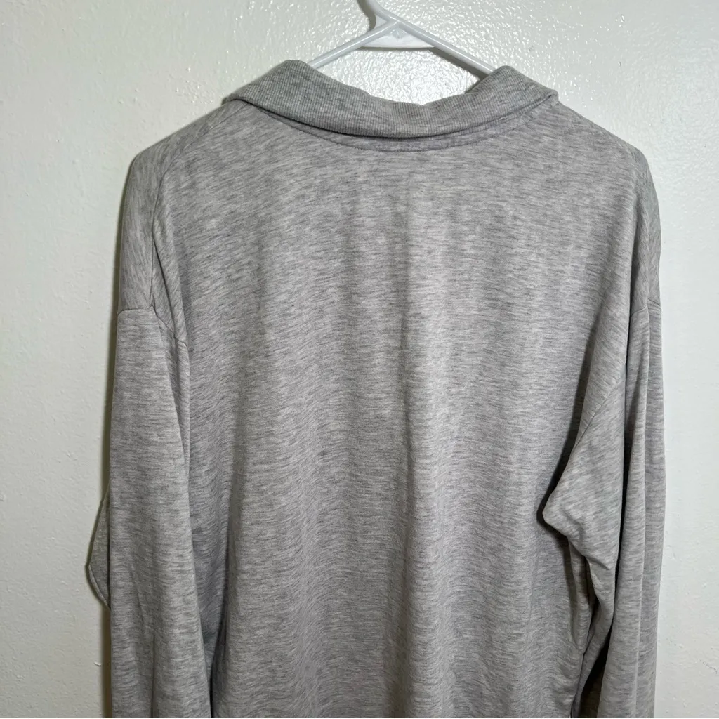 Three Dots Cozy Quarter Zip Sweatshirt Light Heather Gray L - Image 8