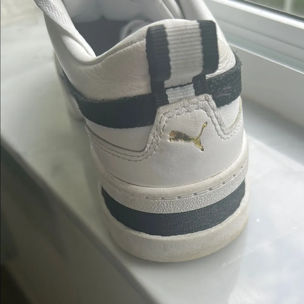 Puma Mayze White Sneakers with Black Accents and platform - Image 4