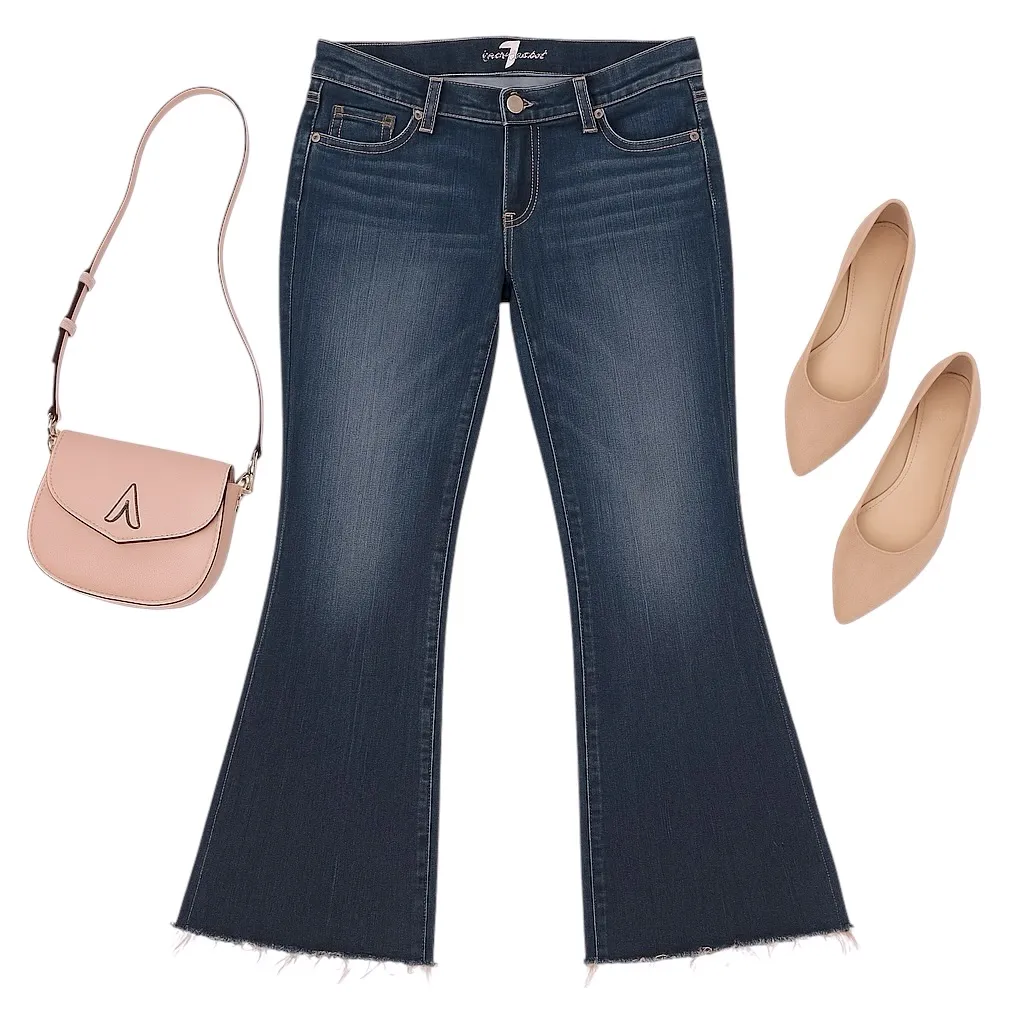 7 For All Mankind A Pocket Bootcut Jeans Women’s Size 30 Dark Wash Raw Hem EUC - Image 2