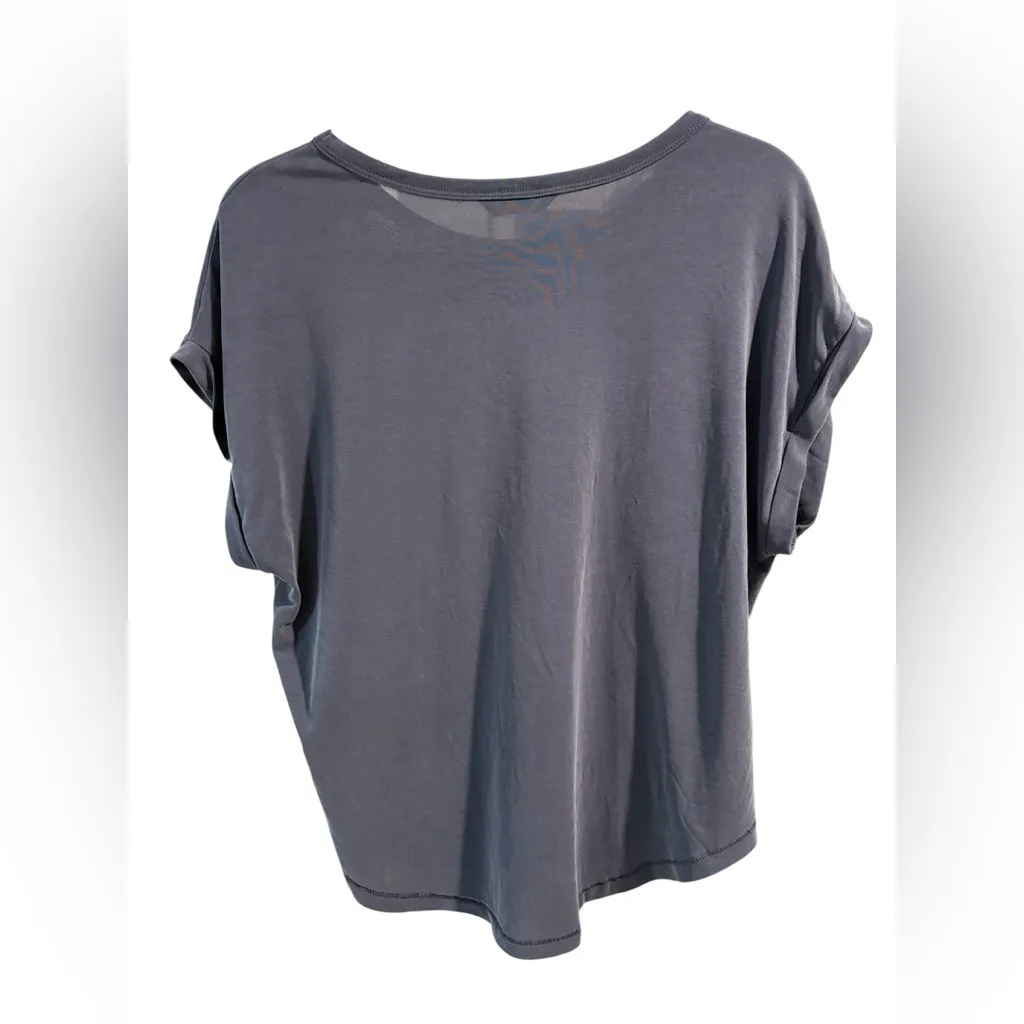 Lucky Brand Slate Blue‎ Short Sleeve Oversized Cap Sleeve T Shirt- Size Small - Image 2