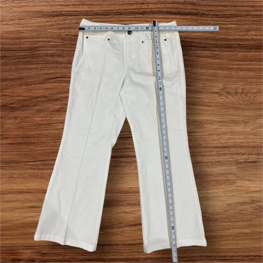 INC White Embroidered Flare Jeans Womens Petite 12P Stretch Comfort Wide leg - Image 7