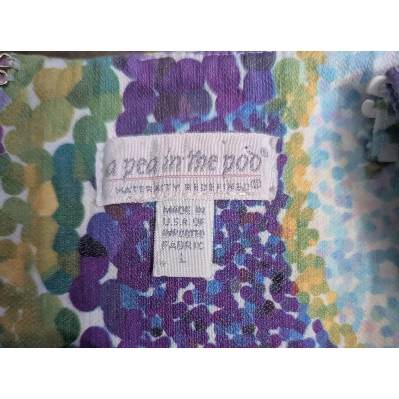 A Pea in the Pod Maternity Floral Mini Dress Abstract Pastel Pointillism - Image 5