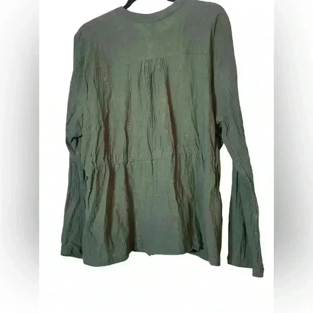 Torrid Olive Gauze Embroidered Jacket Size 1X Cotton Goblincore‎ Forest Grunge - Image 4