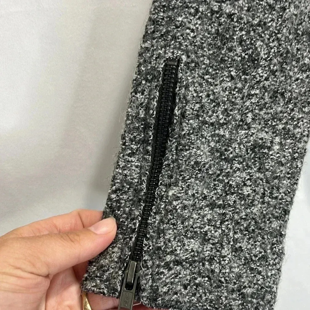 Tahari wool blend jacket size small notch moto jacket tweed jacket neutral grey - Image 4