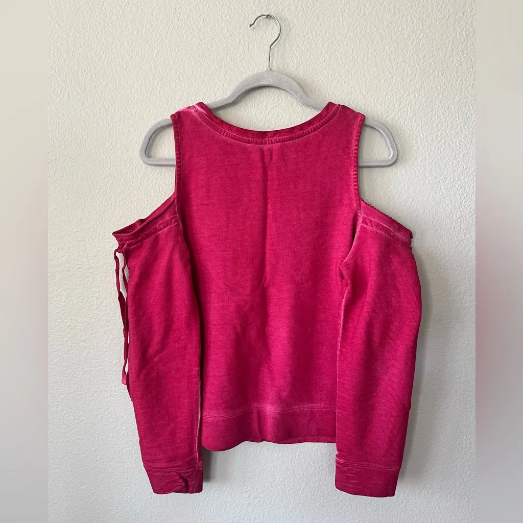 Sanctuary Parkside Cold Shoulder Camellia Sweatshirt in Pink Women's Size S - Image 4