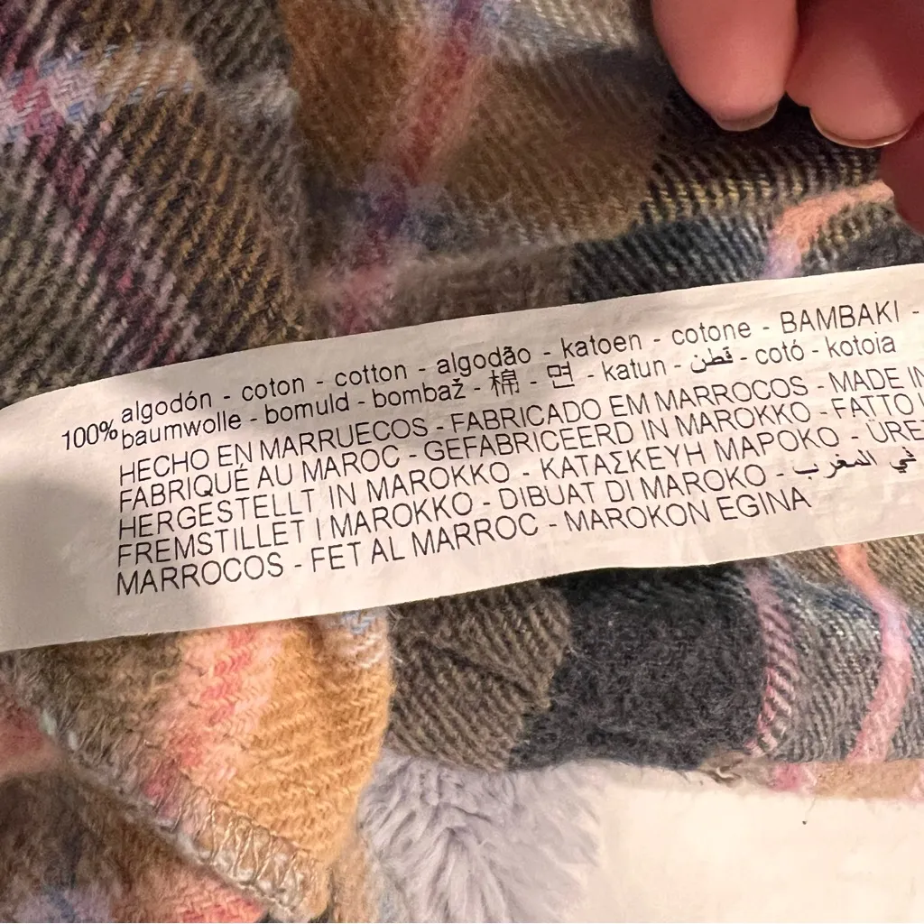 Zara  Flannel Plaid Brown/Pink/Tan Shacket 100% Cotton - Image 11