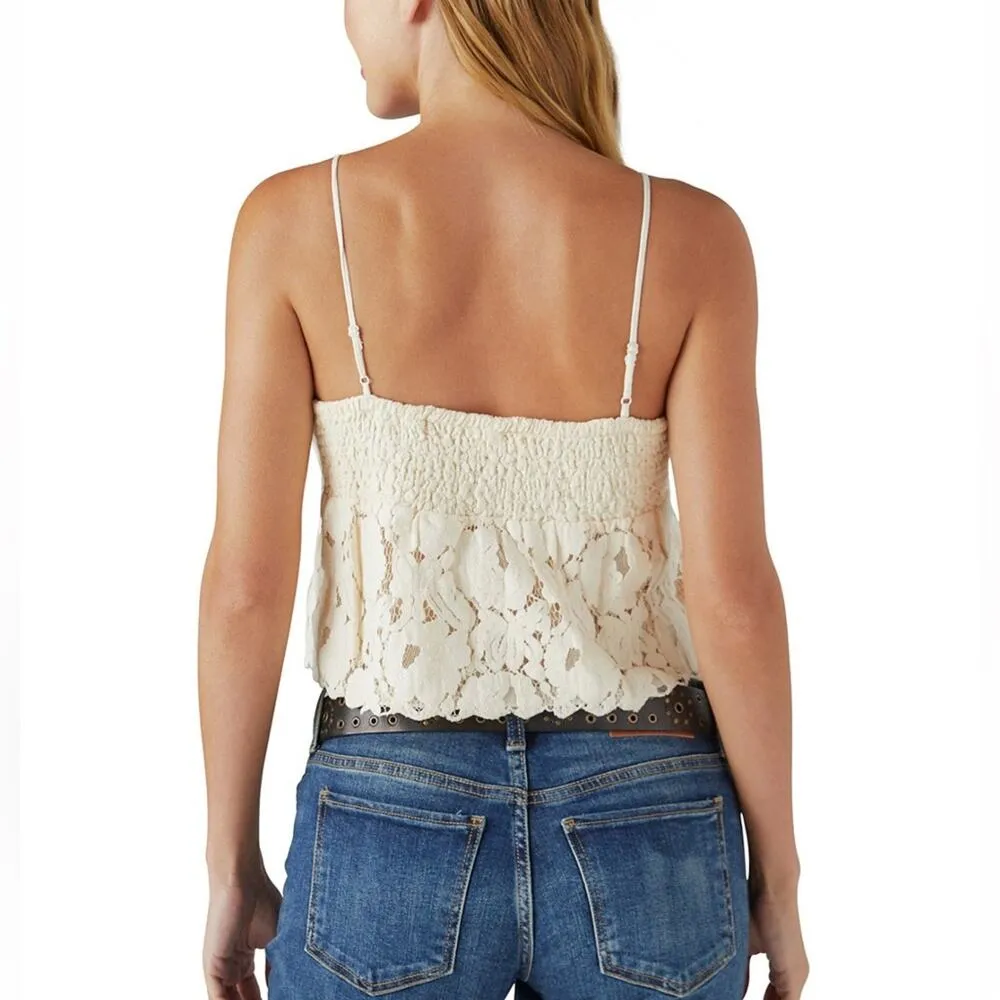 NWT Lucky Brand Lace Babydoll Tank Top Ivory Adjustable Strap Lined XL - Image 3