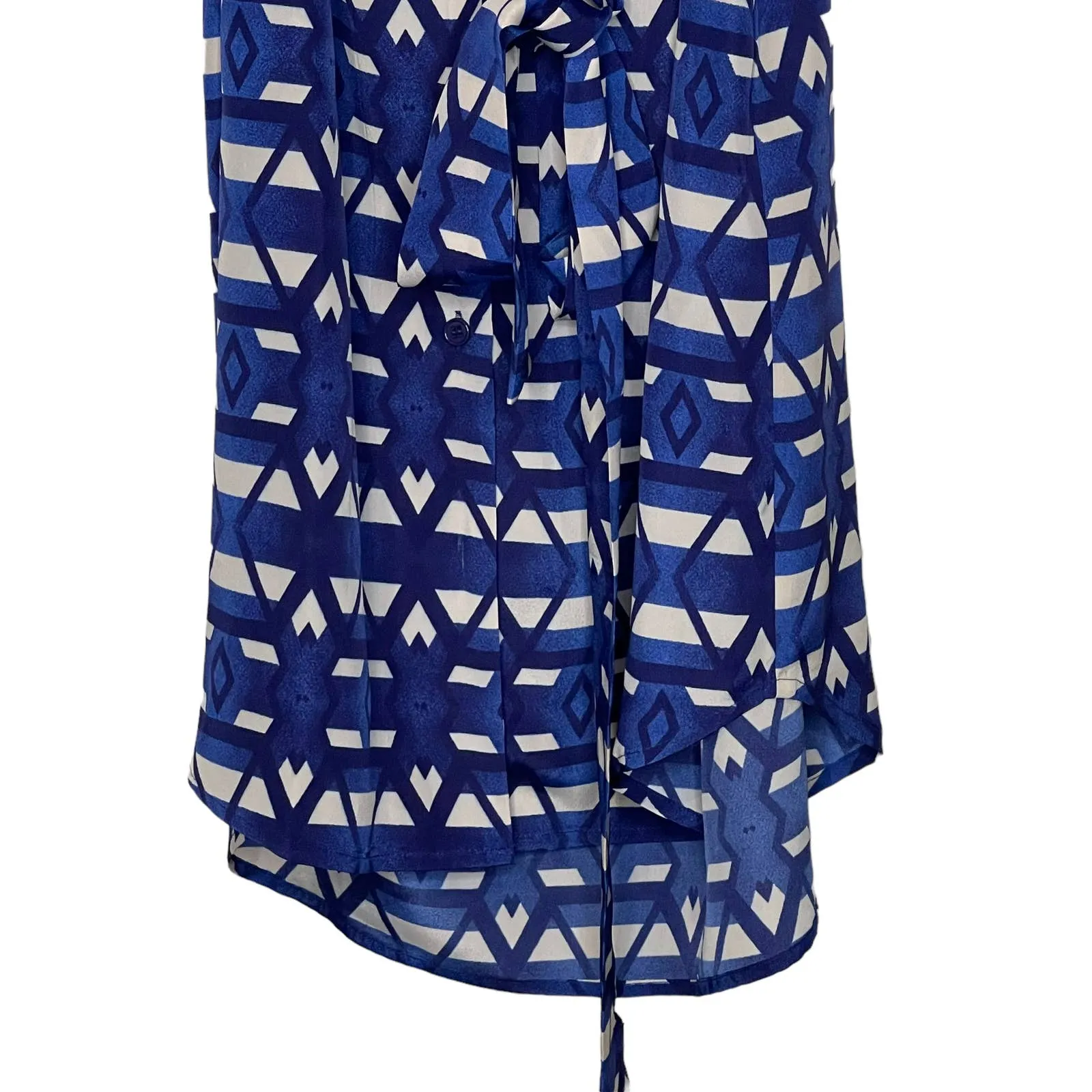 Lucky‎ Brand Geometric Print Tie Belt Shirt Dress Button Up V-Neck Small Women - Image 5