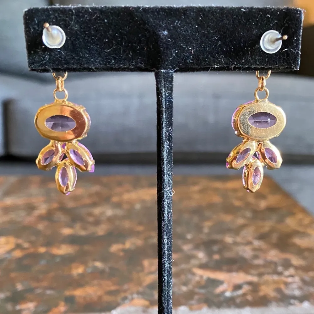 Pink Crystal Dangle Earrings - Image 2