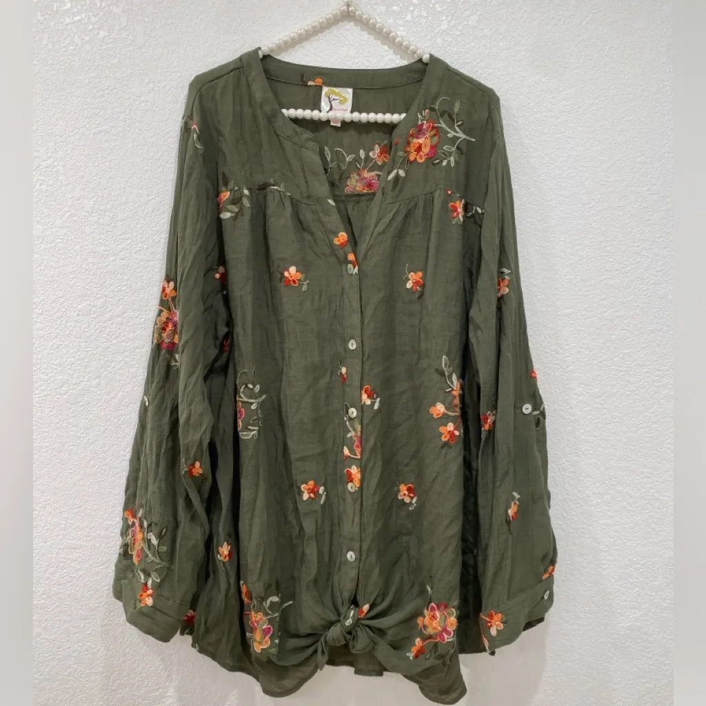 Anthropologie fig and flower long sleeve shirt size 3X - Image 2
