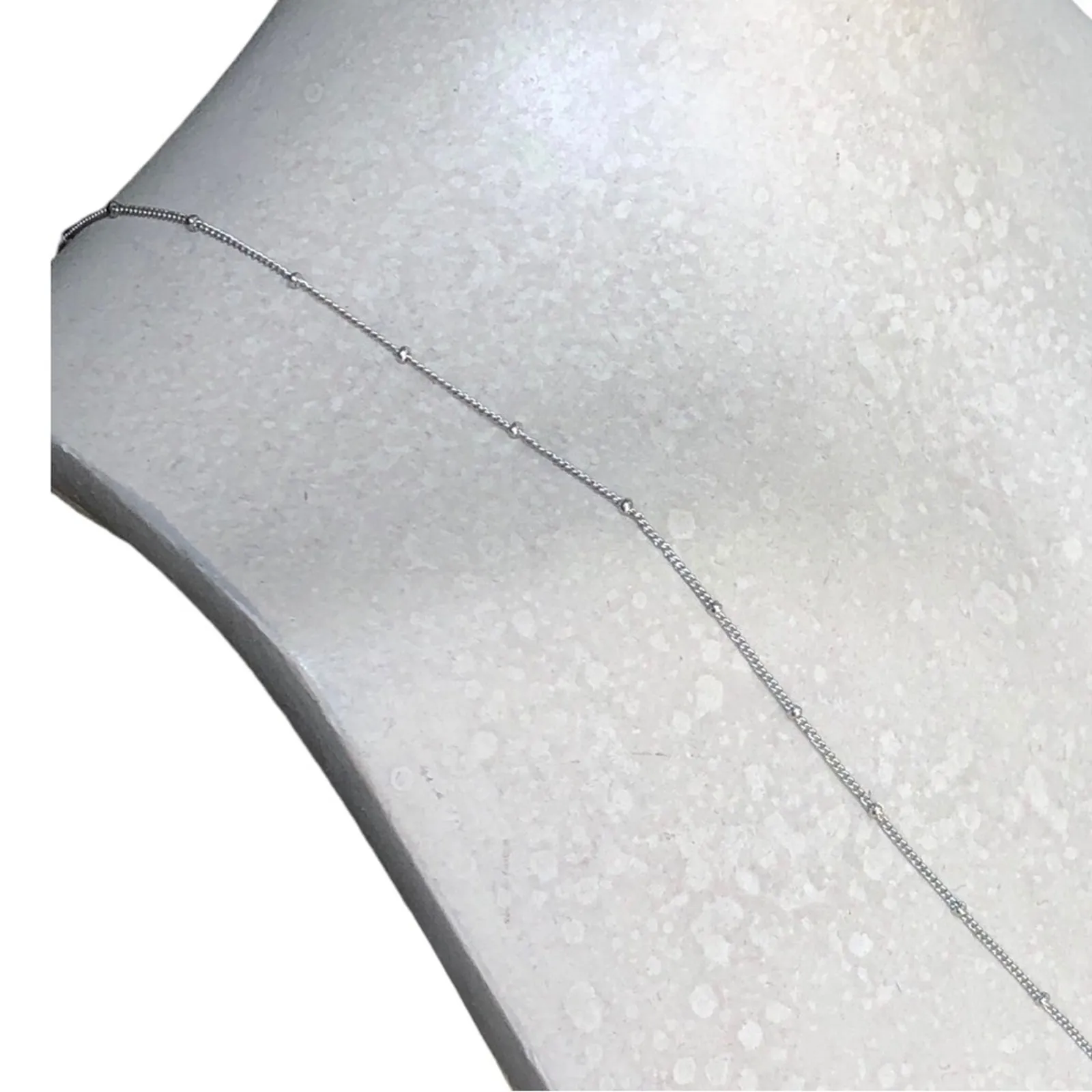 Classic Timeless Silver Plated Small Beads Cubic Zirconia Bar Pendant Necklace - Image 9