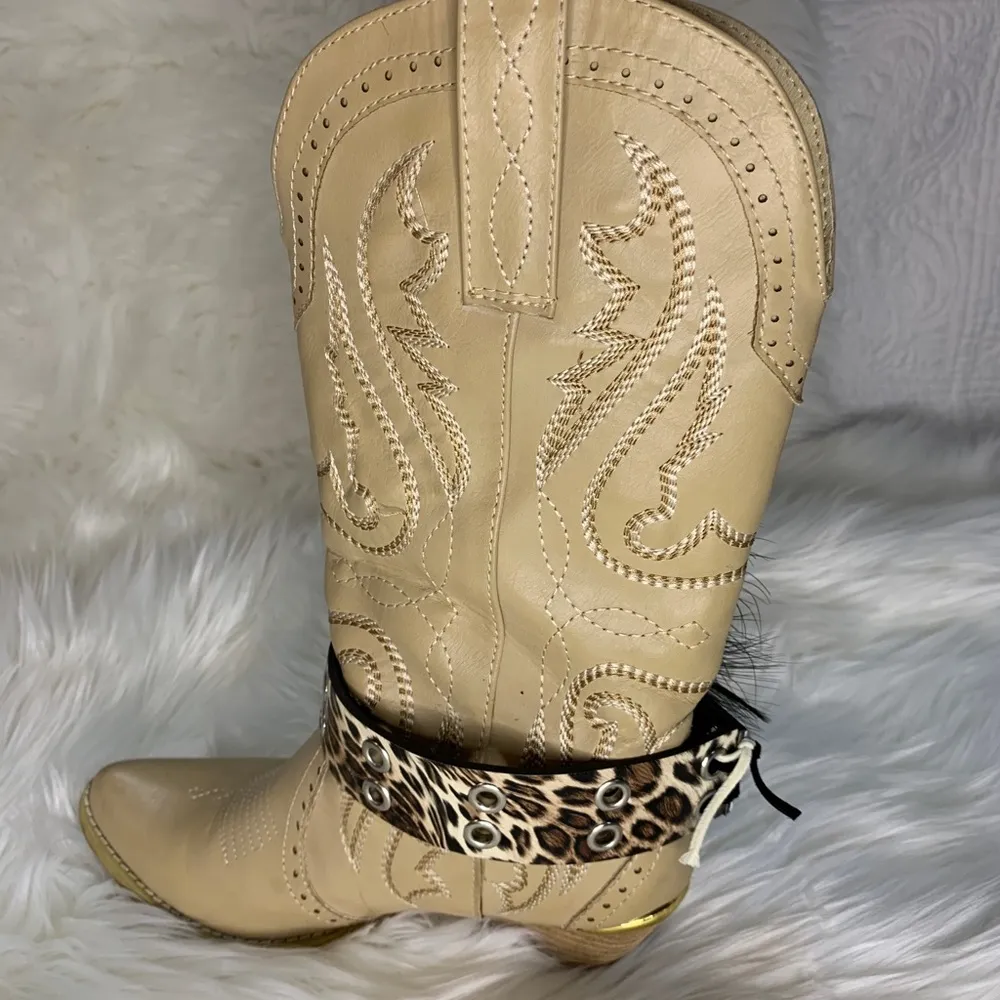 Handmade Removable Women’s Boot Bands/Cuffs Brown - Image 4