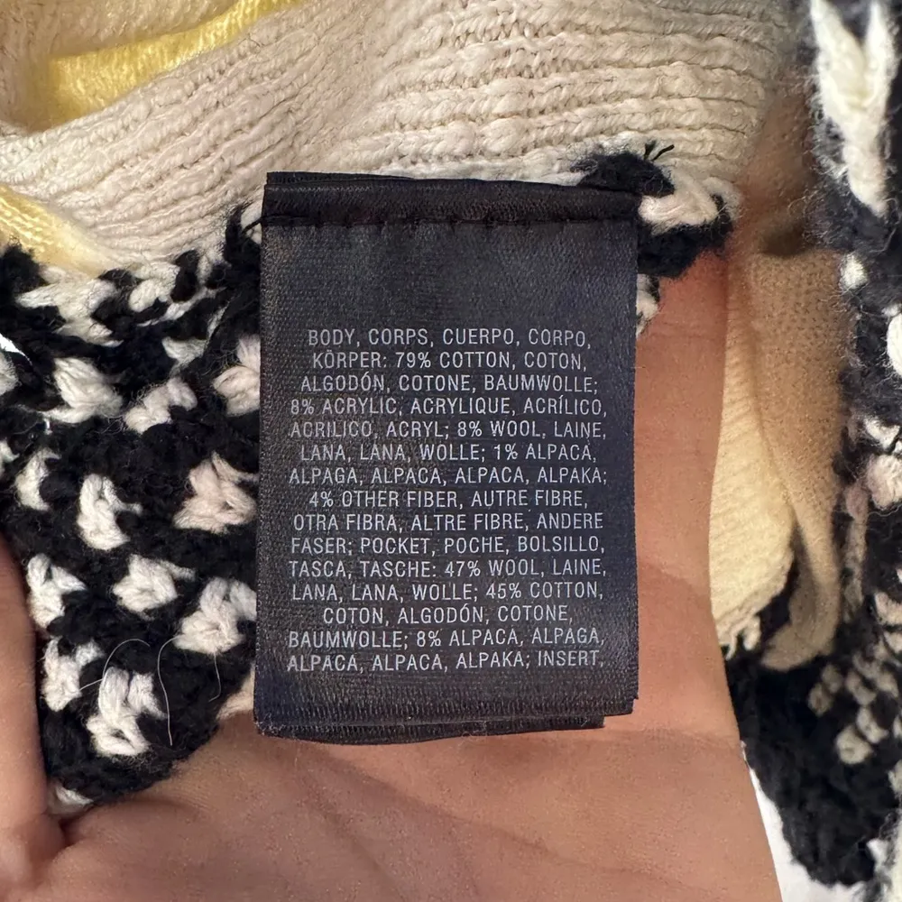 NWT Anthropology Yellow Bird Slubby Moto Jacket Sweater in Ivory Black Size‎ XS - Image 8