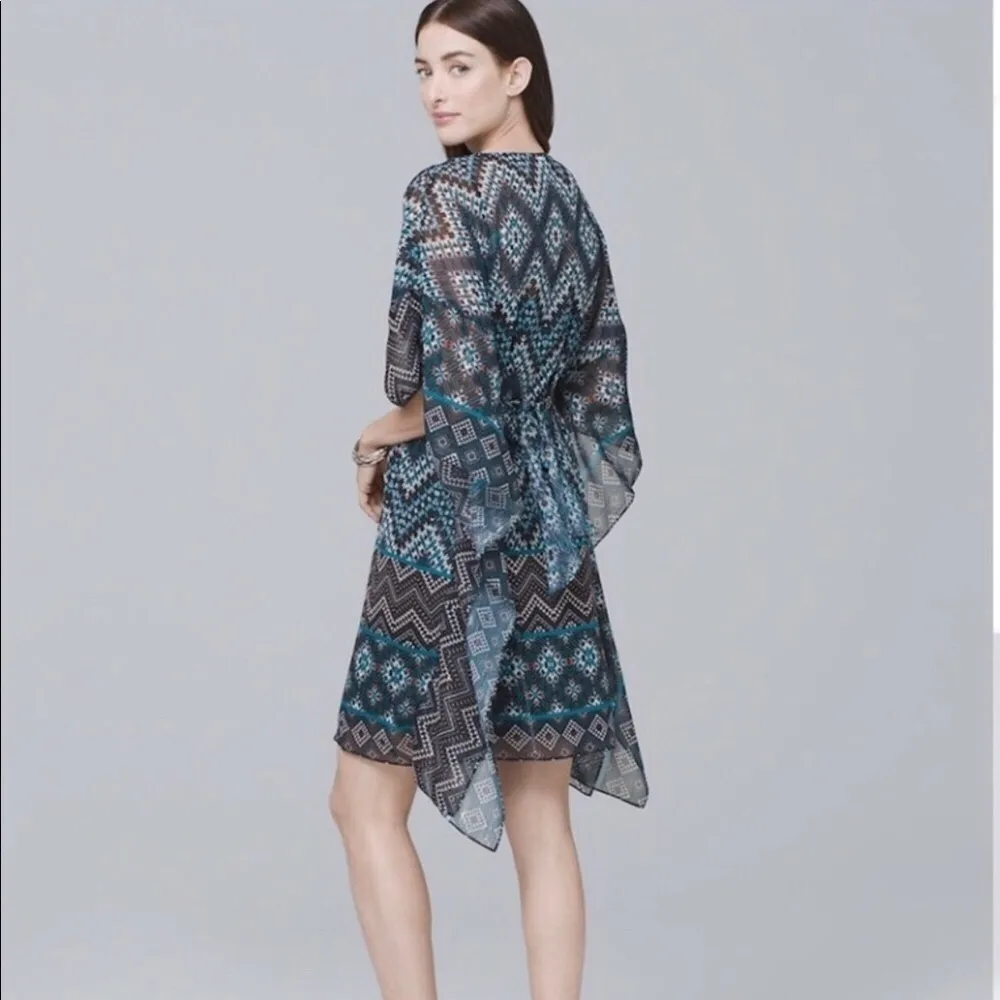 White House Black Market Chevron Dress Blue - Image 4