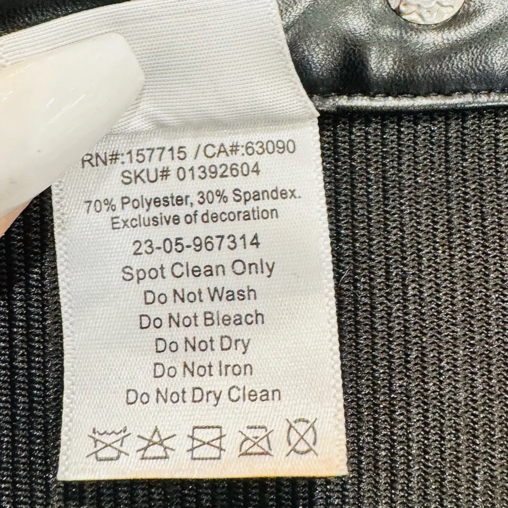 Black Vinyl Halter Bikini Top & Black Faux Leather Lace-up Corset - Image 11